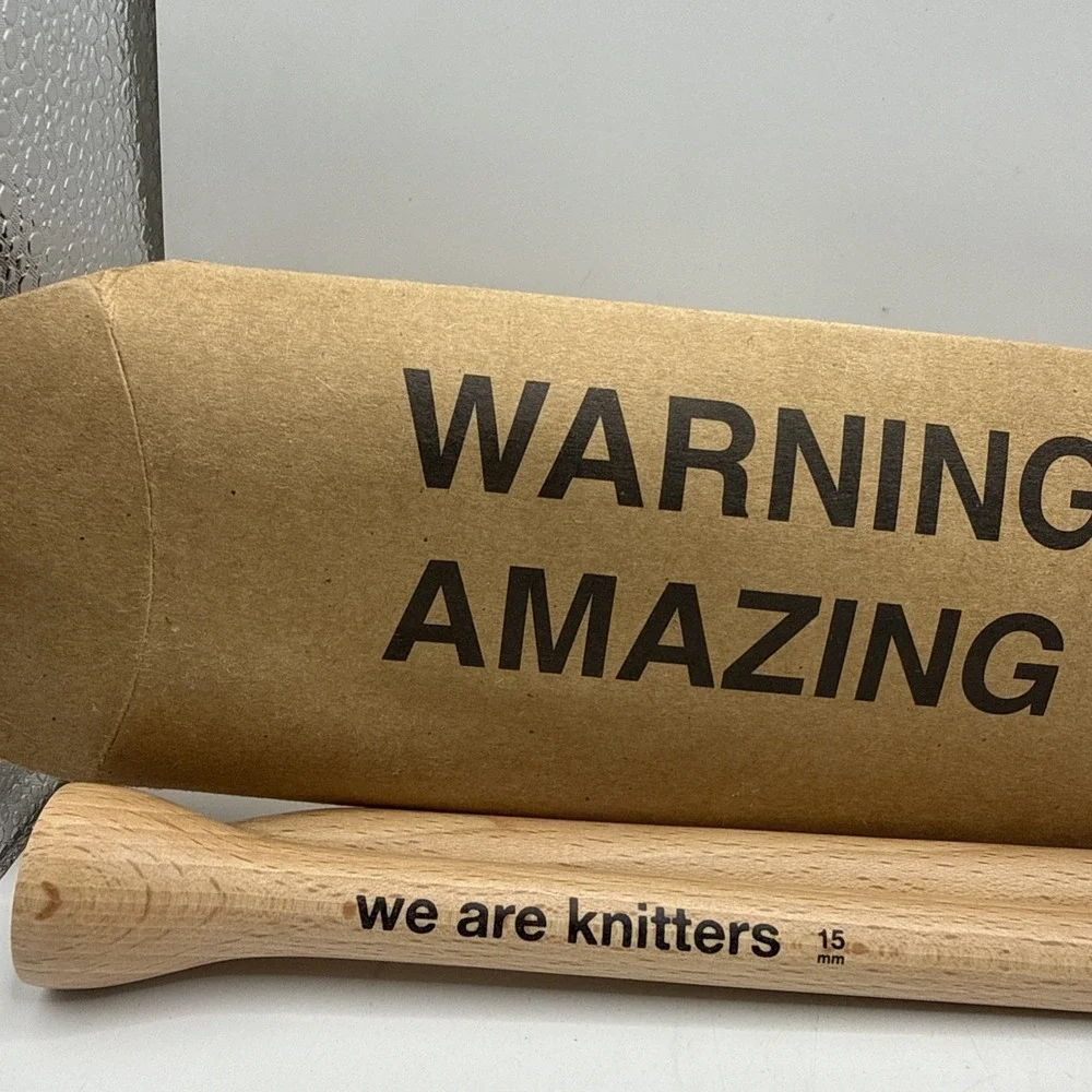 NEW PAIR WE ARE KNITTERS STRAIGHT WOODEN KNITTING NEEDLES SIZE 15mm 14 1/2